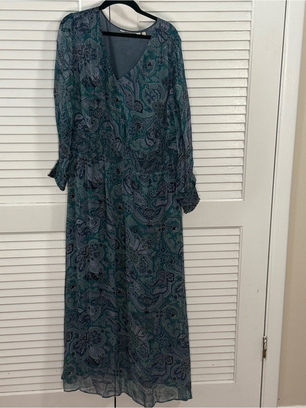 Soft Surroundings Teal Paisley Maxi Dress